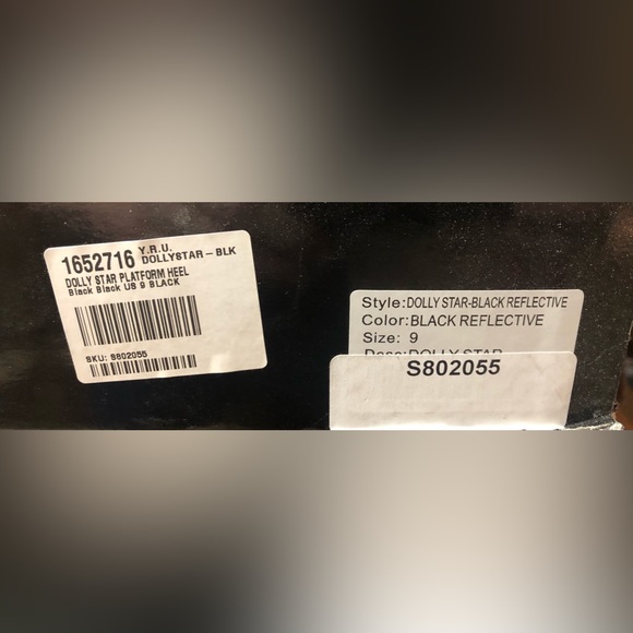 Y.R.U. Dolly Star Reflective Black Platform boots 7.5” Heel Western New - Picture 11 of 11